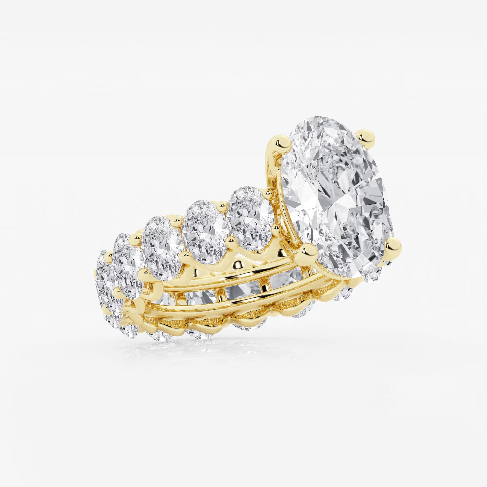 Luxury Oval Cut Lab-Grown Diamond Engagement Ring with Hidden Halo and Pavé Band
