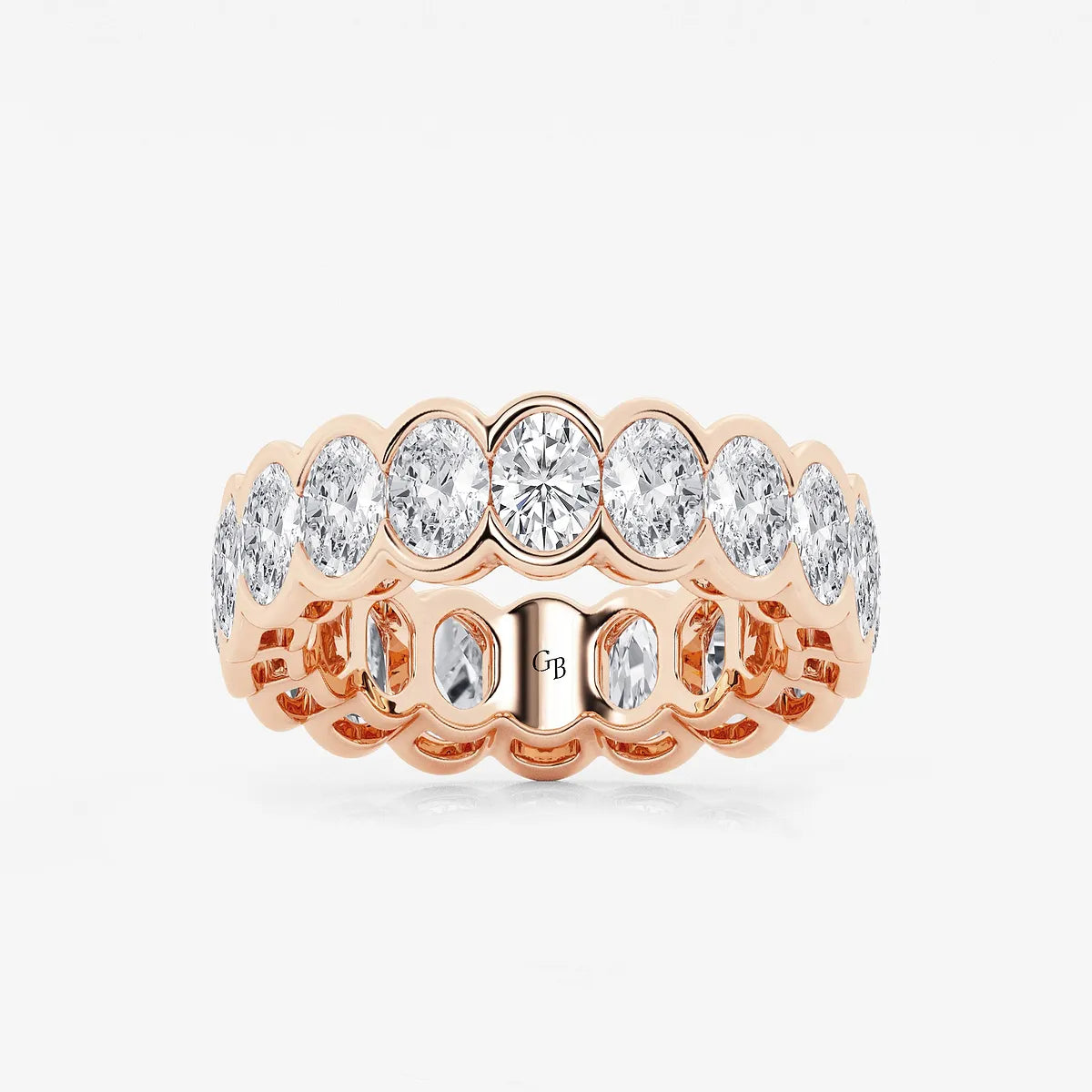 Solvéra Oval Lab-Grown Diamond Half Bezel Eternity Band