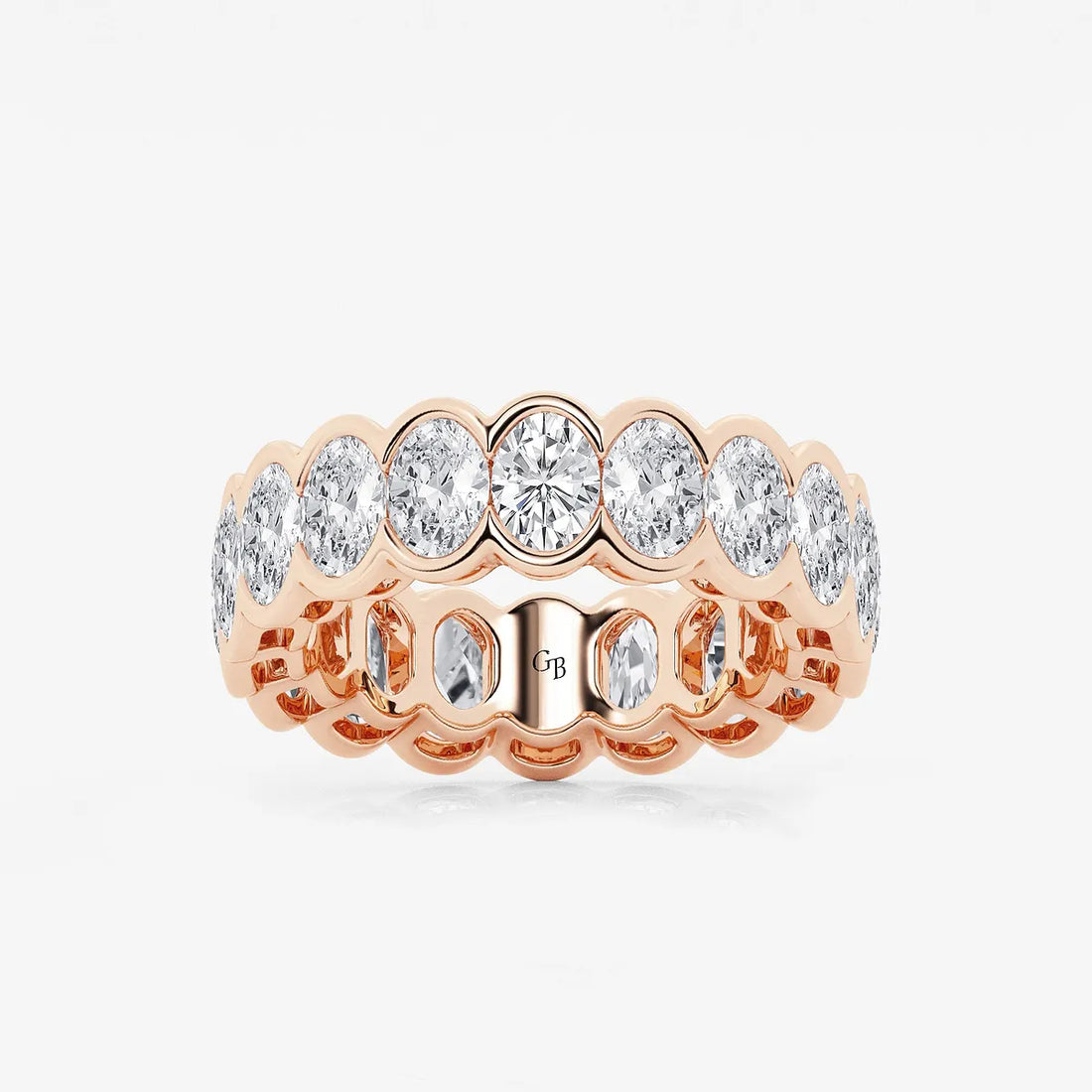 Solvéra Oval Lab-Grown Diamond Half Bezel Eternity Band