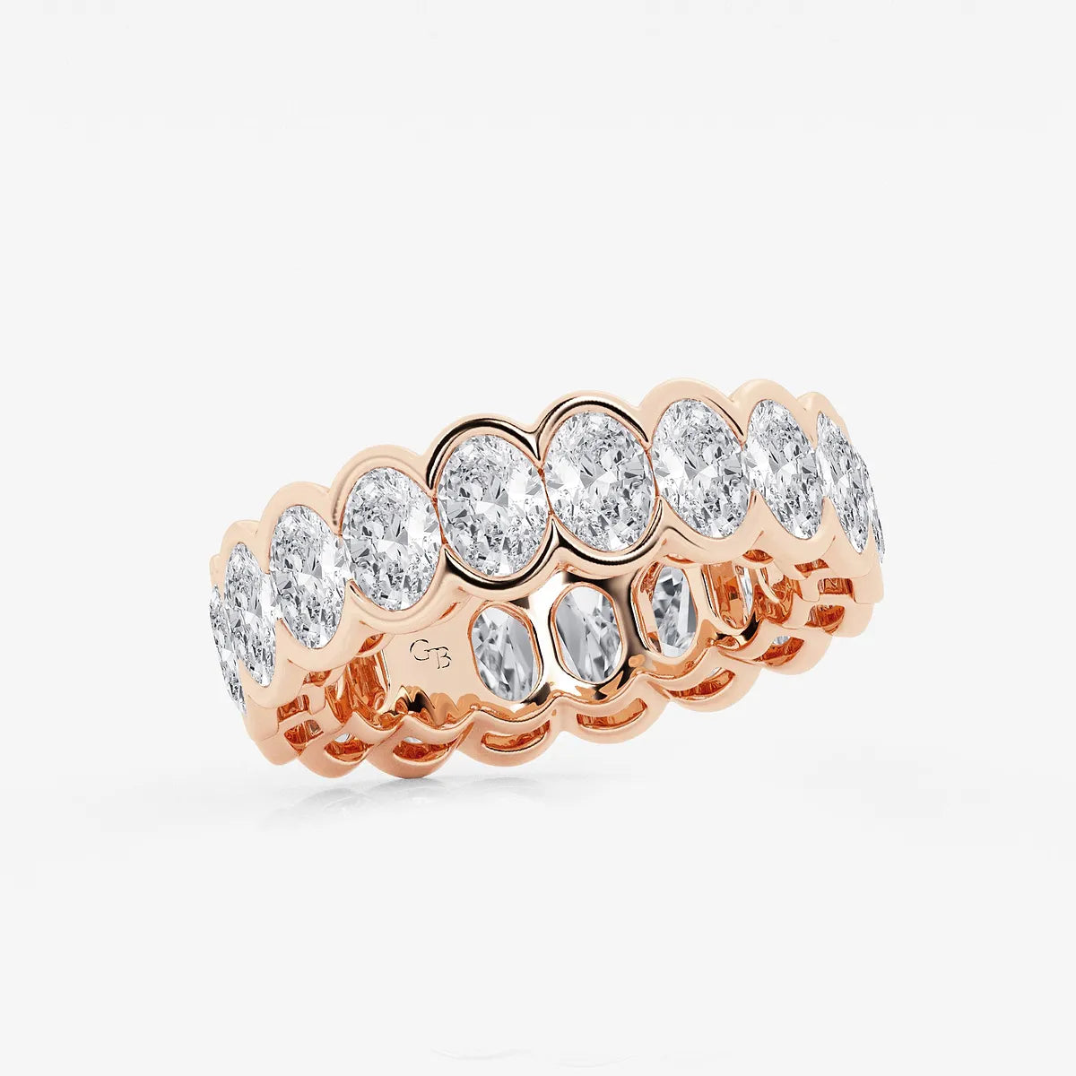 Solvéra Oval Lab-Grown Diamond Half Bezel Eternity Band