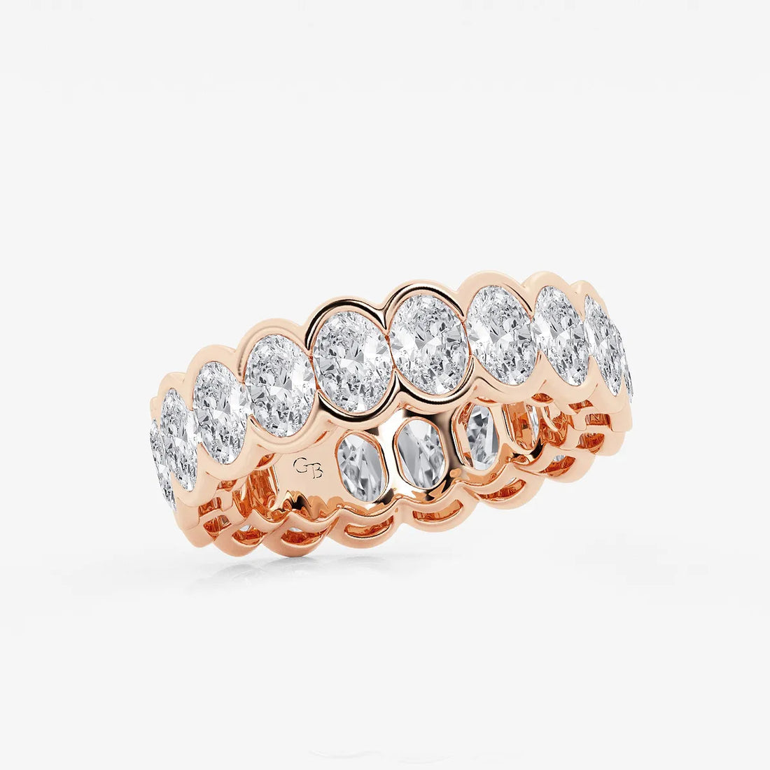 Solvéra Oval Lab-Grown Diamond Half Bezel Eternity Band