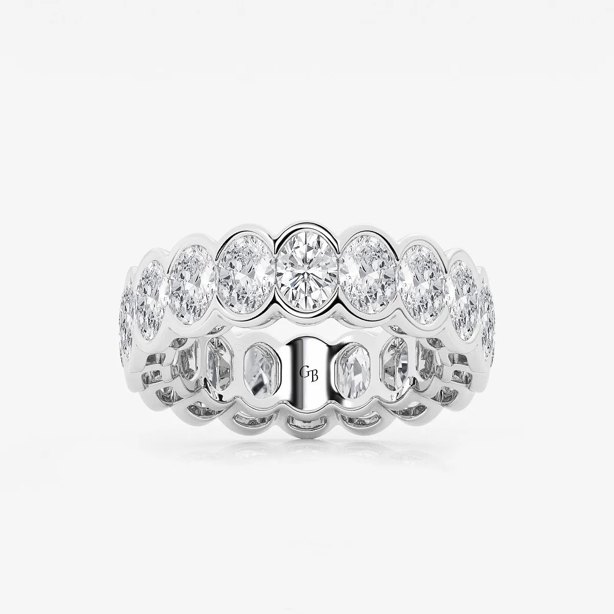 Solvéra Oval Lab-Grown Diamond Half Bezel Eternity Band