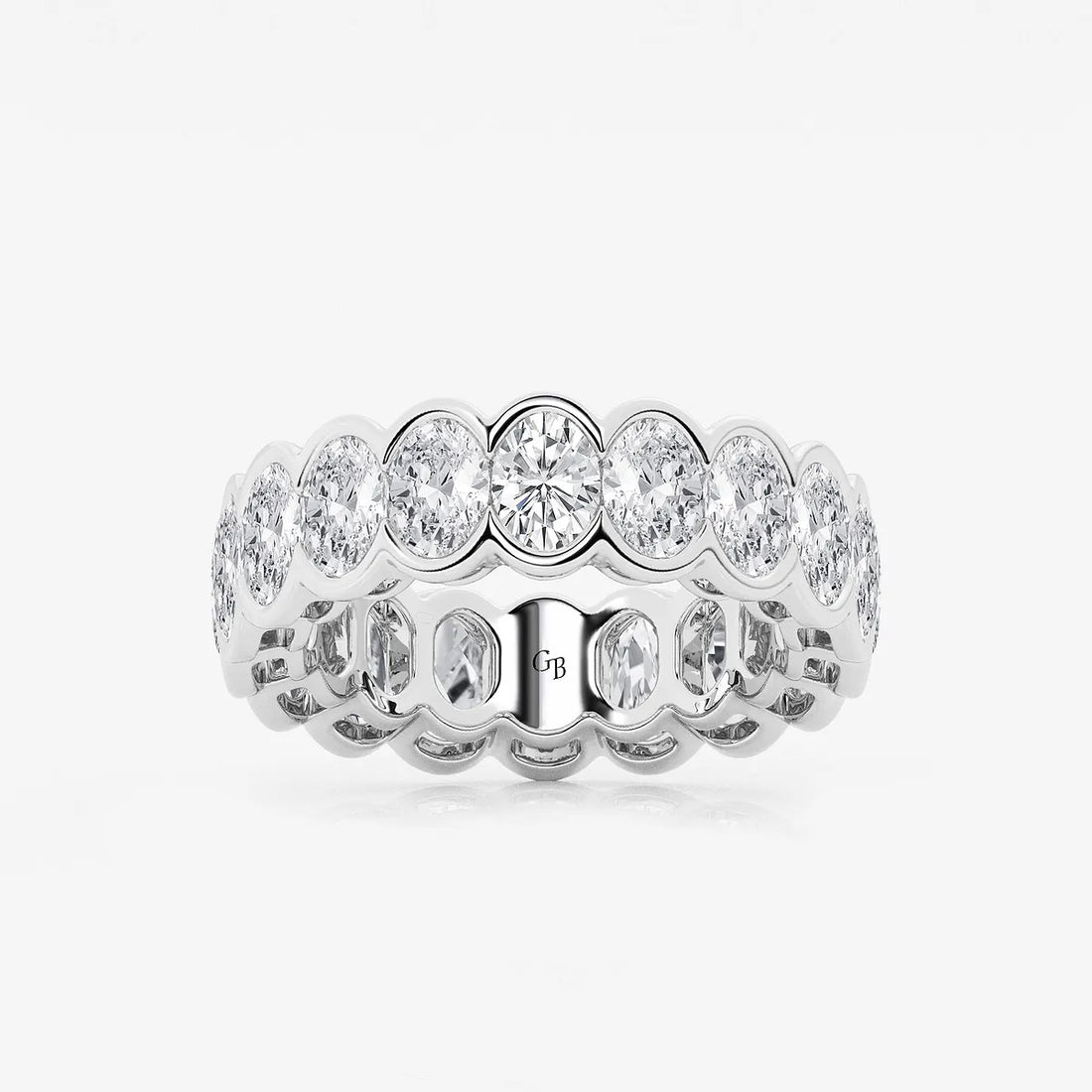 Solvéra Oval Lab-Grown Diamond Half Bezel Eternity Band