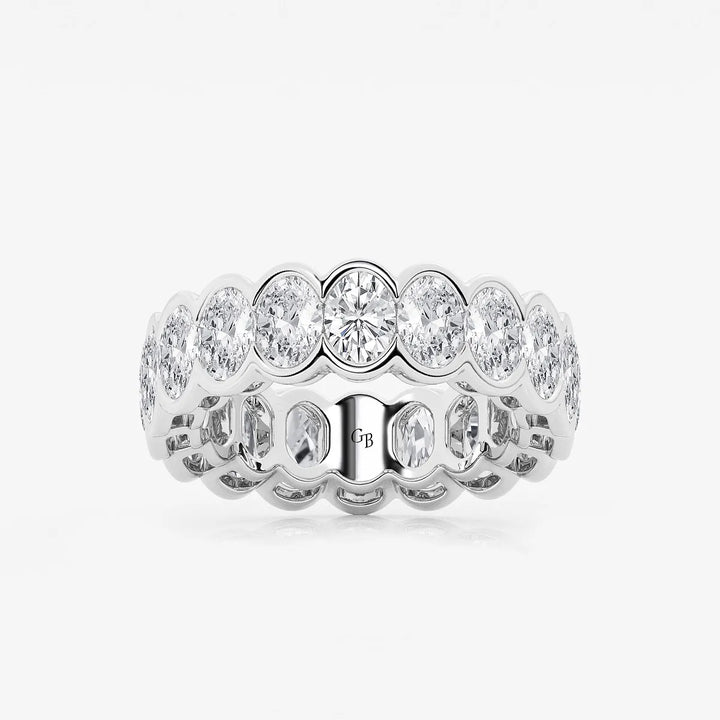 Solvéra Oval Lab-Grown Diamond Half Bezel Eternity Band