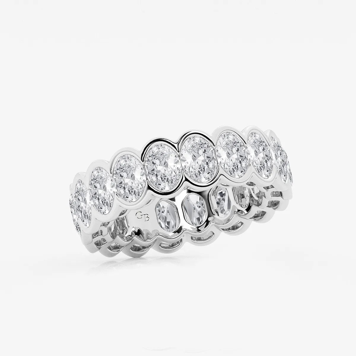 Solvéra Oval Lab-Grown Diamond Half Bezel Eternity Band