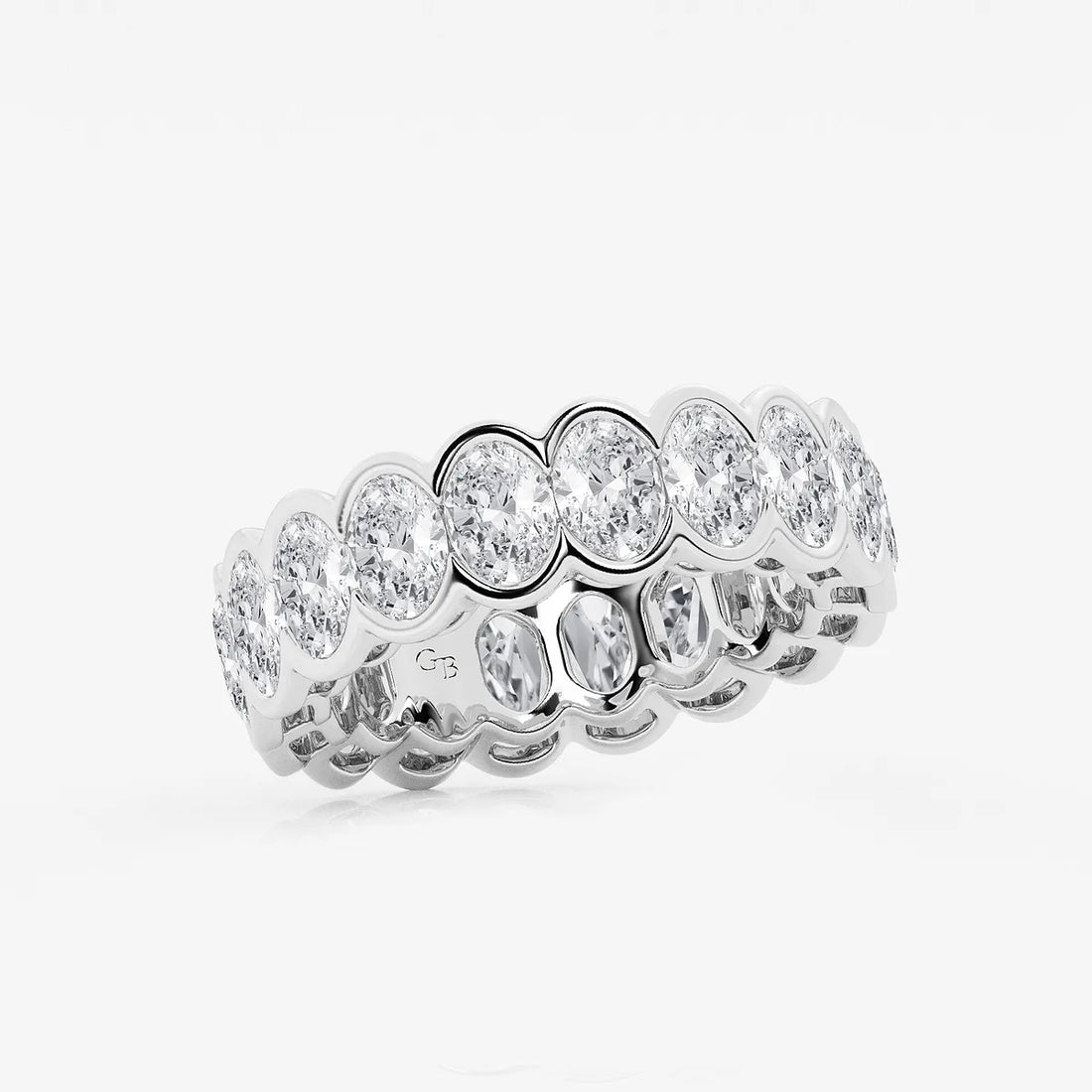 Solvéra Oval Lab-Grown Diamond Half Bezel Eternity Band