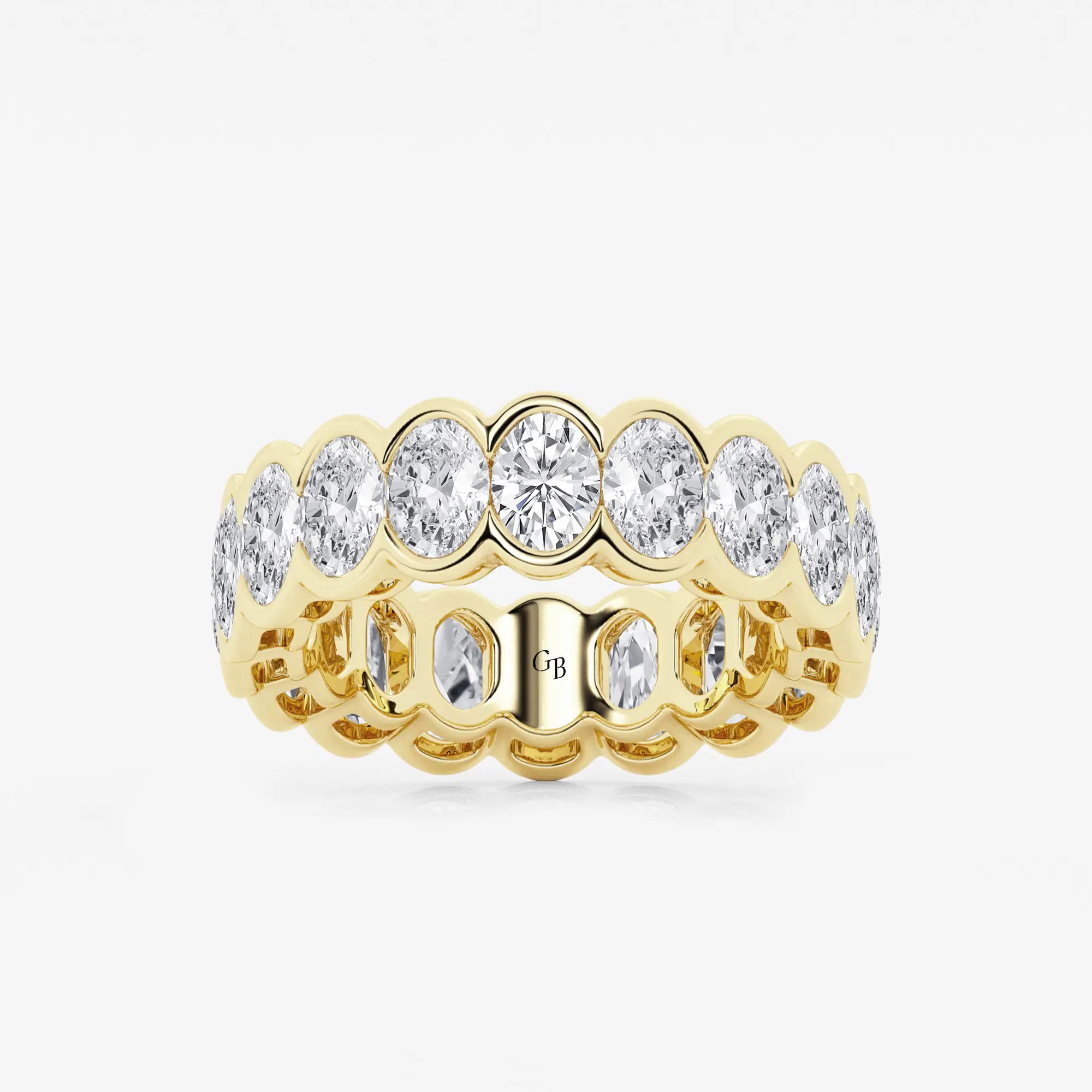 Solvéra Oval Lab-Grown Diamond Half Bezel Eternity Band