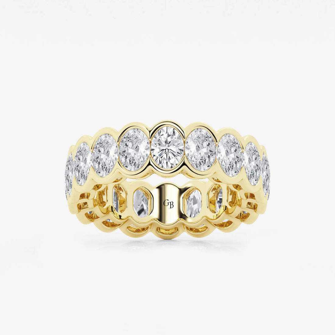 Solvéra Oval Lab-Grown Diamond Half Bezel Eternity Band