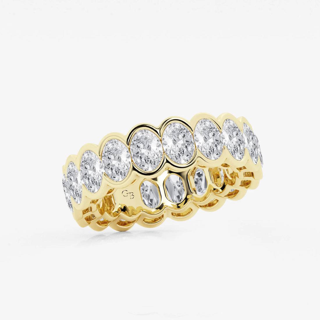 Solvéra Oval Lab-Grown Diamond Half Bezel Eternity Band