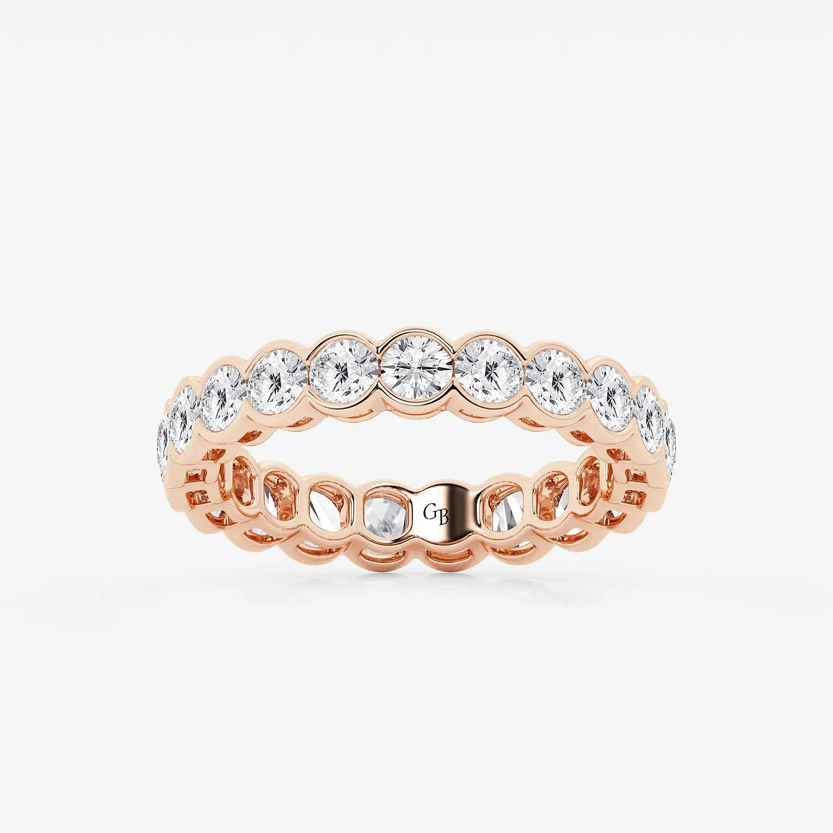 Bezelora Round Lab-Grown Diamond Half Bezel Eternity Band