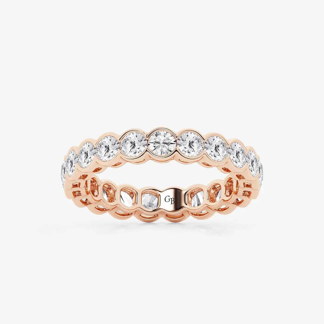 Bezelora Round Lab-Grown Diamond Half Bezel Eternity Band