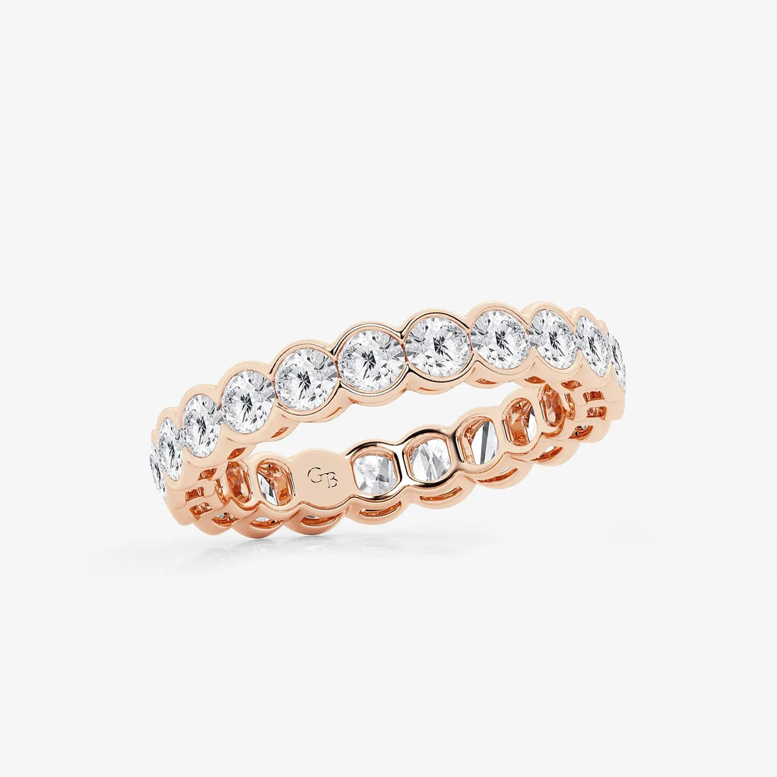 Bezelora Round Lab-Grown Diamond Half Bezel Eternity Band