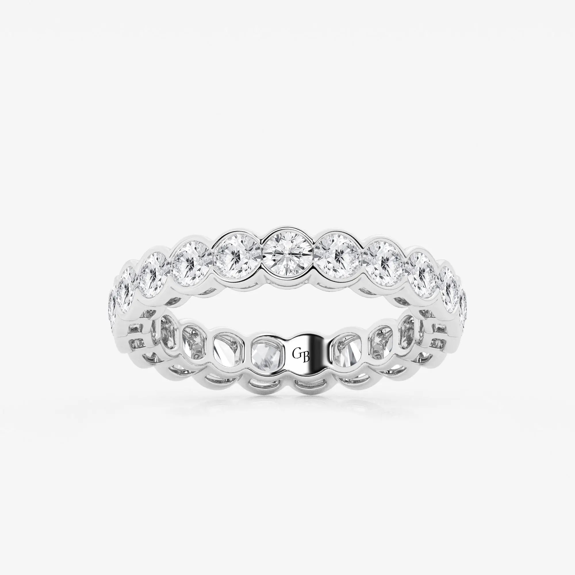 Bezelora Round Lab-Grown Diamond Half Bezel Eternity Band