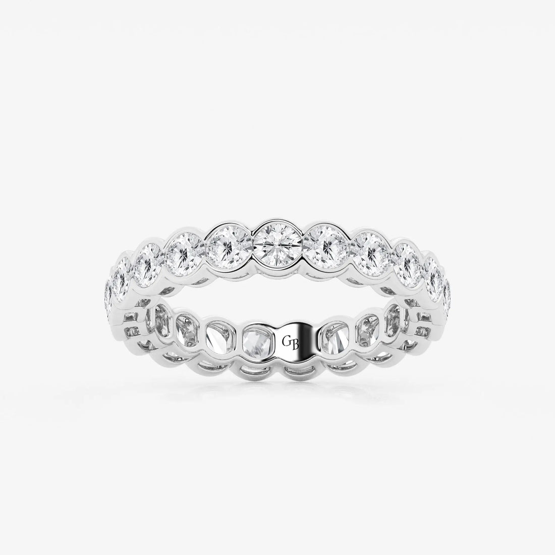 Bezelora Round Lab-Grown Diamond Half Bezel Eternity Band