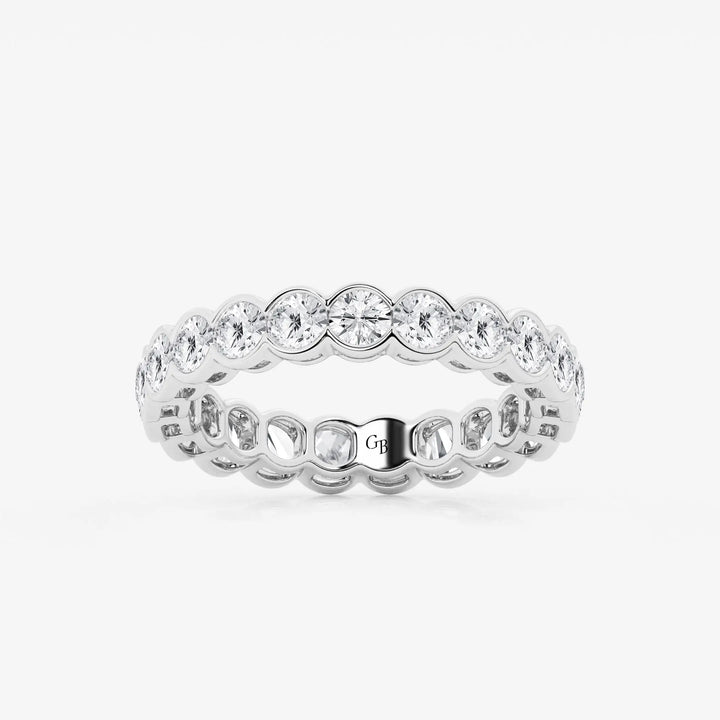 Bezelora Round Lab-Grown Diamond Half Bezel Eternity Band