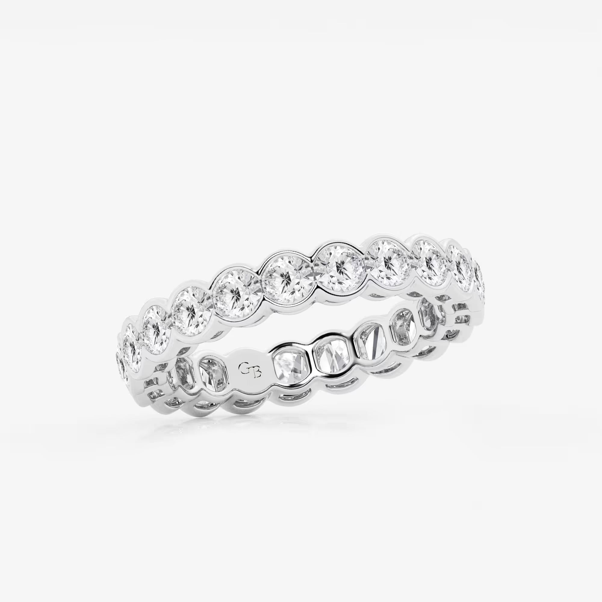 Bezelora Round Lab-Grown Diamond Half Bezel Eternity Band