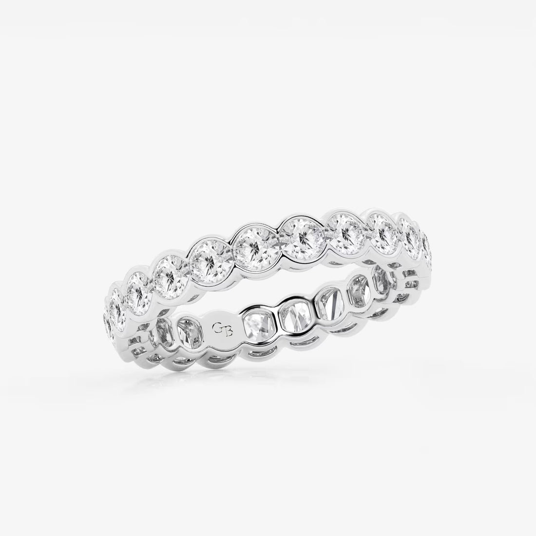 Bezelora Round Lab-Grown Diamond Half Bezel Eternity Band