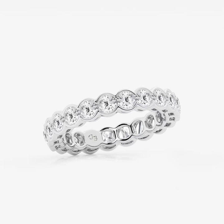 Bezelora Round Lab-Grown Diamond Half Bezel Eternity Band