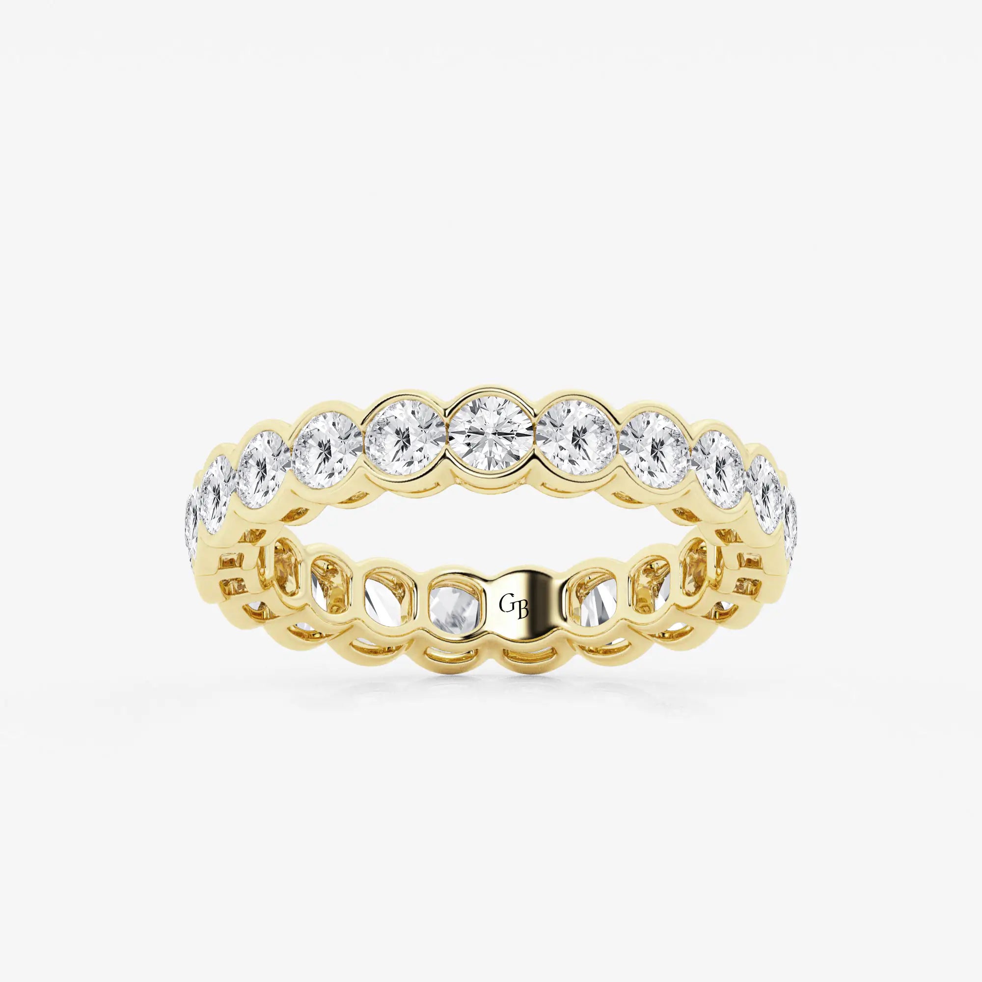 Bezelora Round Lab-Grown Diamond Half Bezel Eternity Band