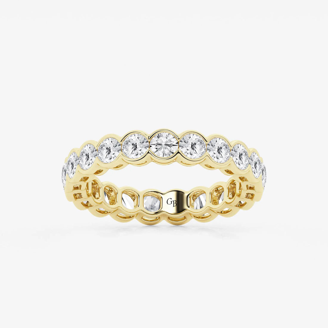 Bezelora Round Lab-Grown Diamond Half Bezel Eternity Band