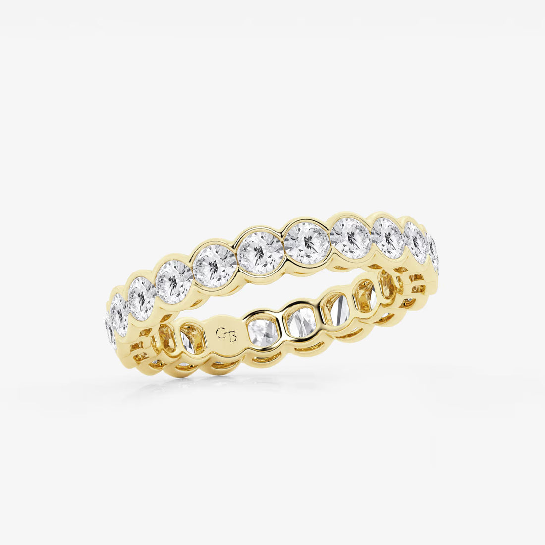 Bezelora Round Lab-Grown Diamond Half Bezel Eternity Band