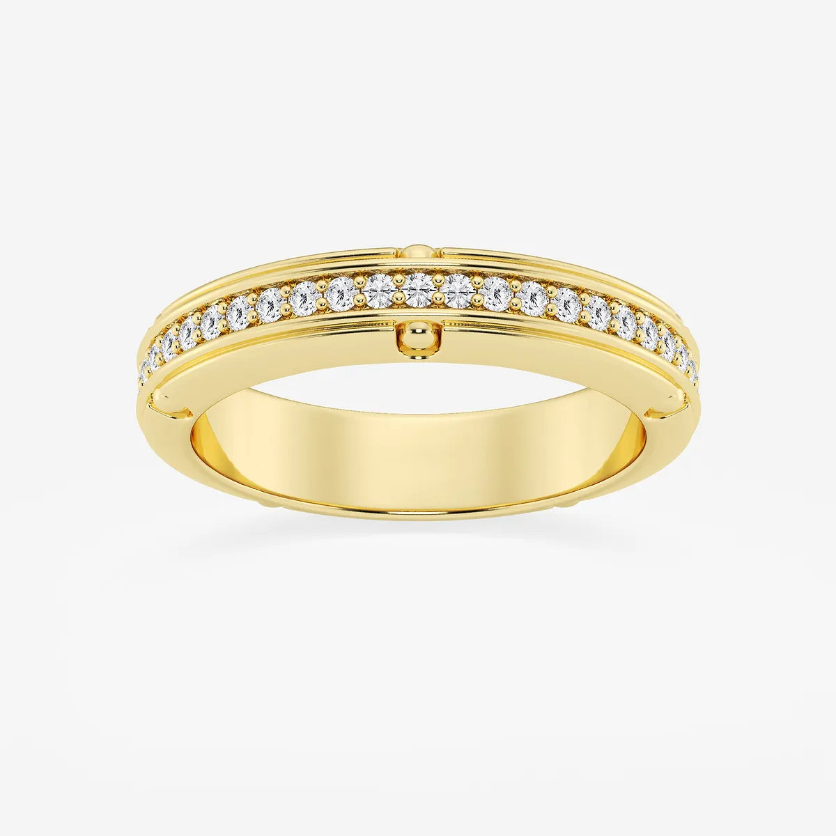 Elegant Round Lab Grown Diamond Pave Set Eternity Band in Yellow Gold