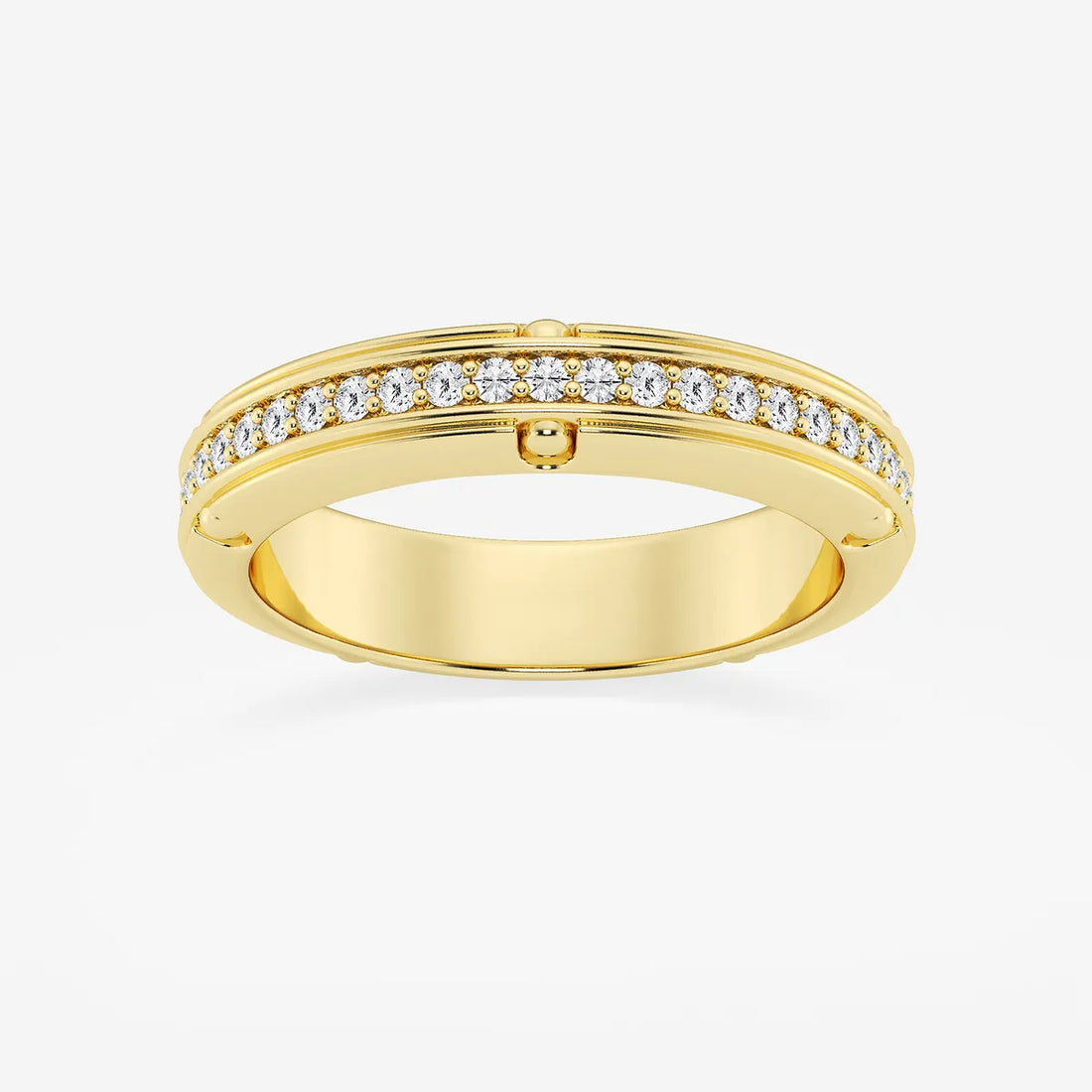 Elegant Round Lab Grown Diamond Pave Set Eternity Band in Yellow Gold
