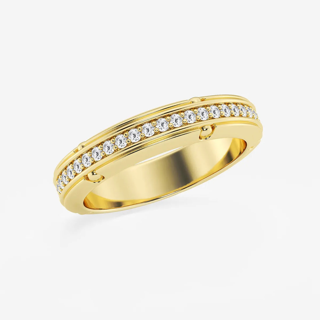 Elegant Round Lab Grown Diamond Pave Set Eternity Band in Yellow Gold