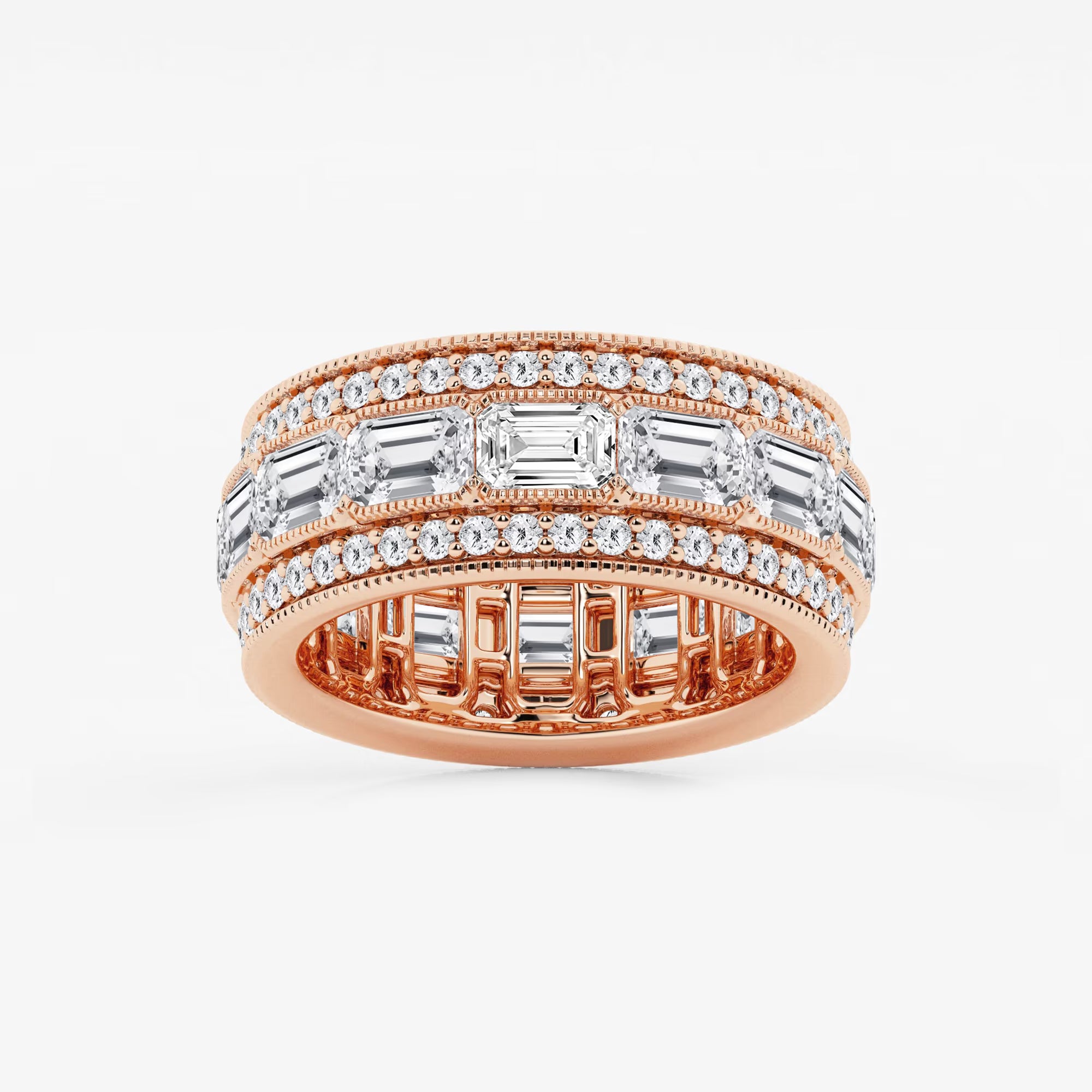 Trielle Luxe Emerald & Round Lab-Grown Diamond Triple Row Eternity Band