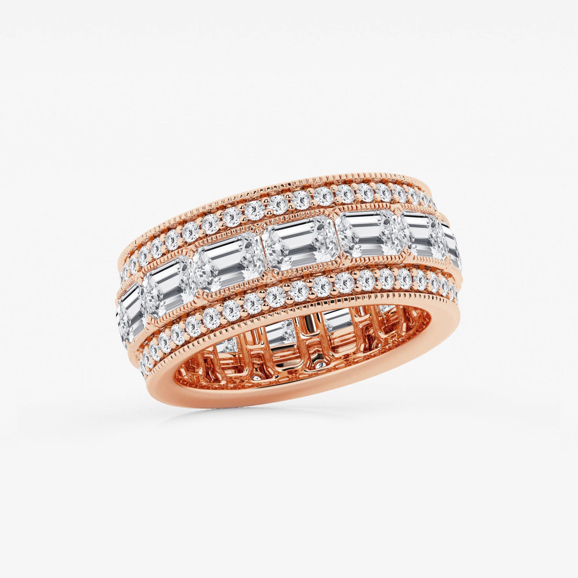 Trielle Luxe Emerald & Round Lab-Grown Diamond Triple Row Eternity Band