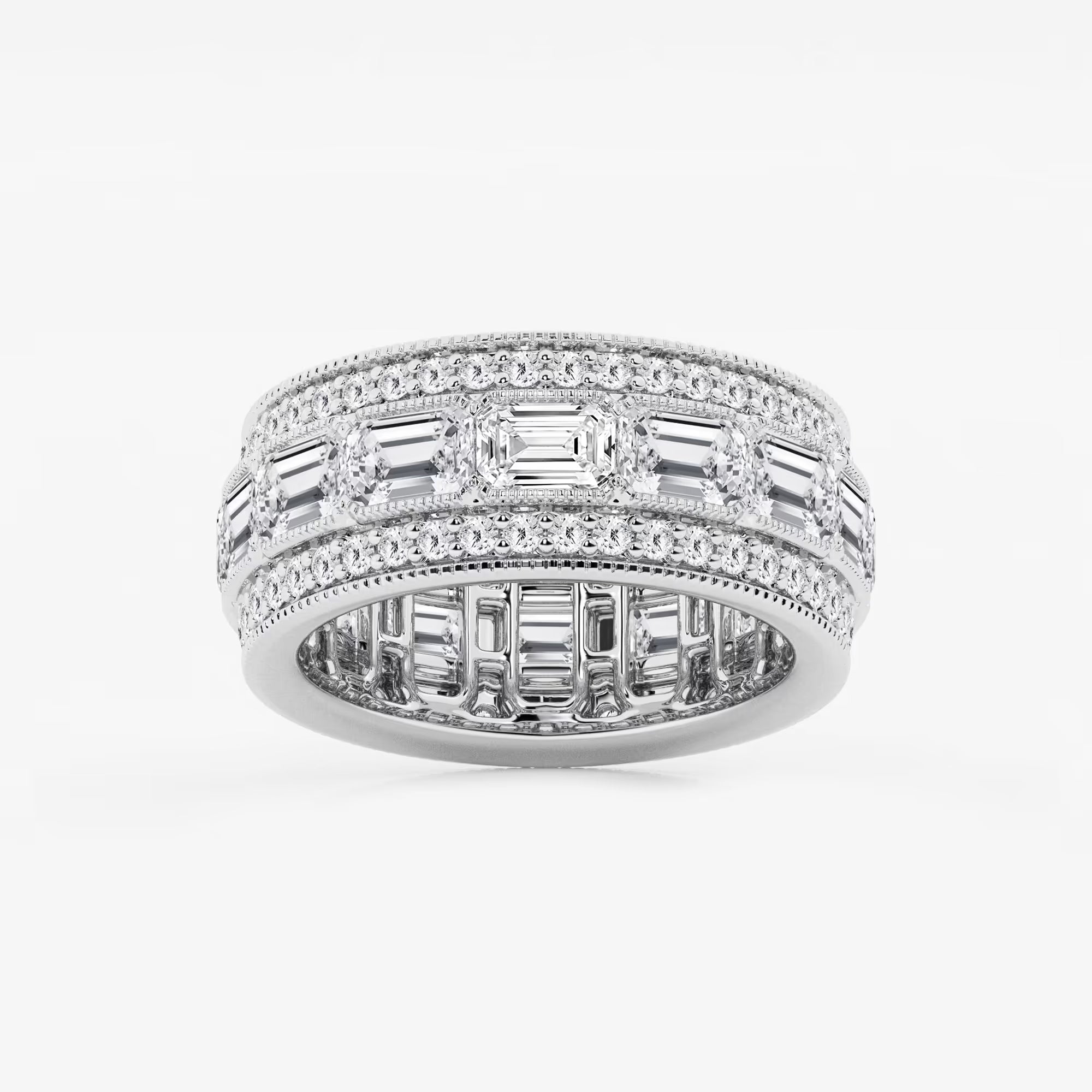 Trielle Luxe Emerald & Round Lab-Grown Diamond Triple Row Eternity Band