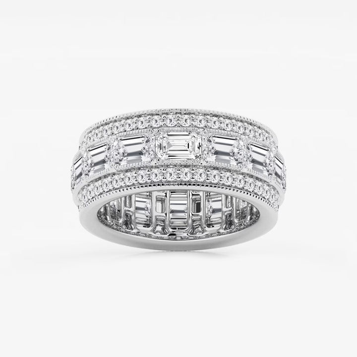 Trielle Luxe Emerald & Round Lab-Grown Diamond Triple Row Eternity Band