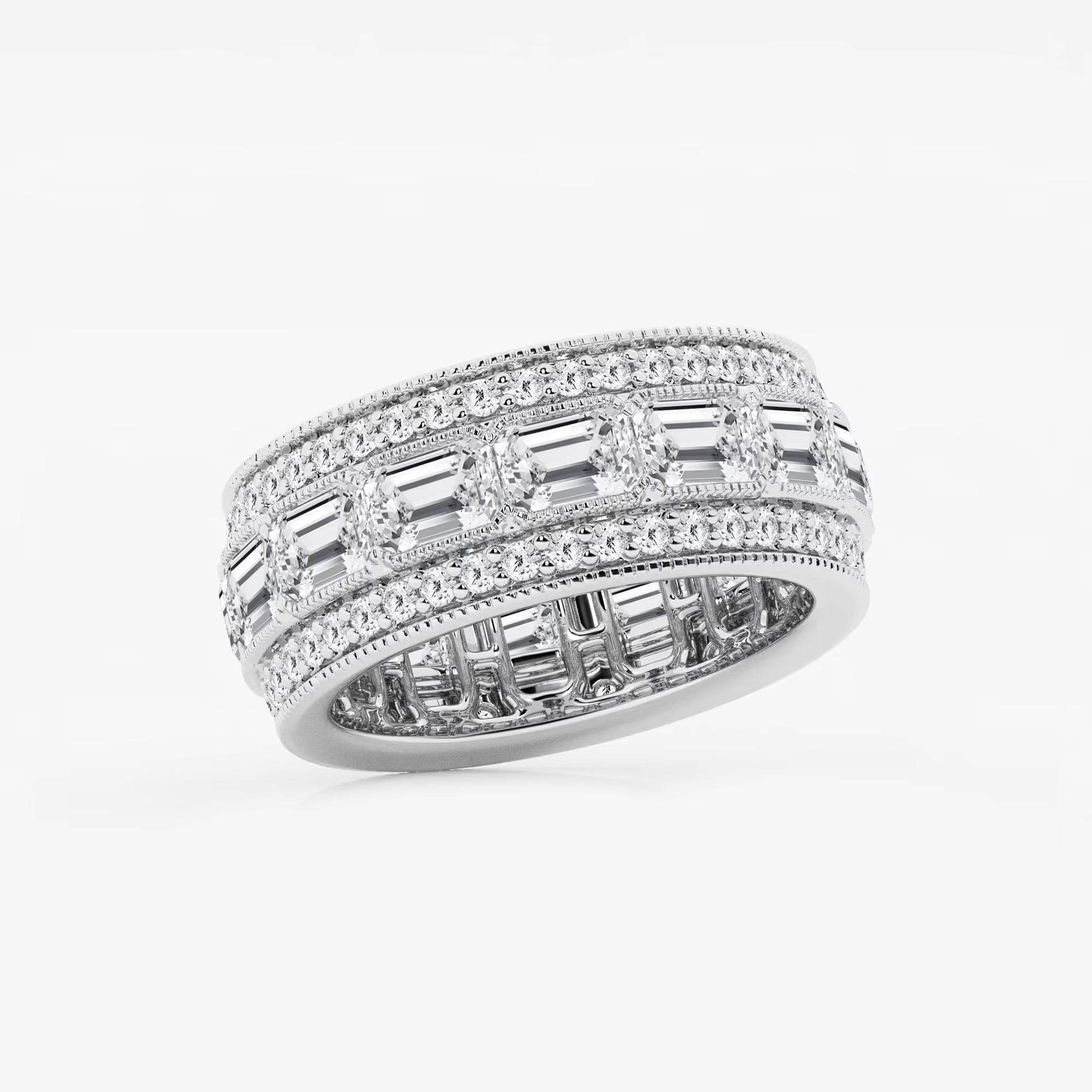 Trielle Luxe Emerald & Round Lab-Grown Diamond Triple Row Eternity Band
