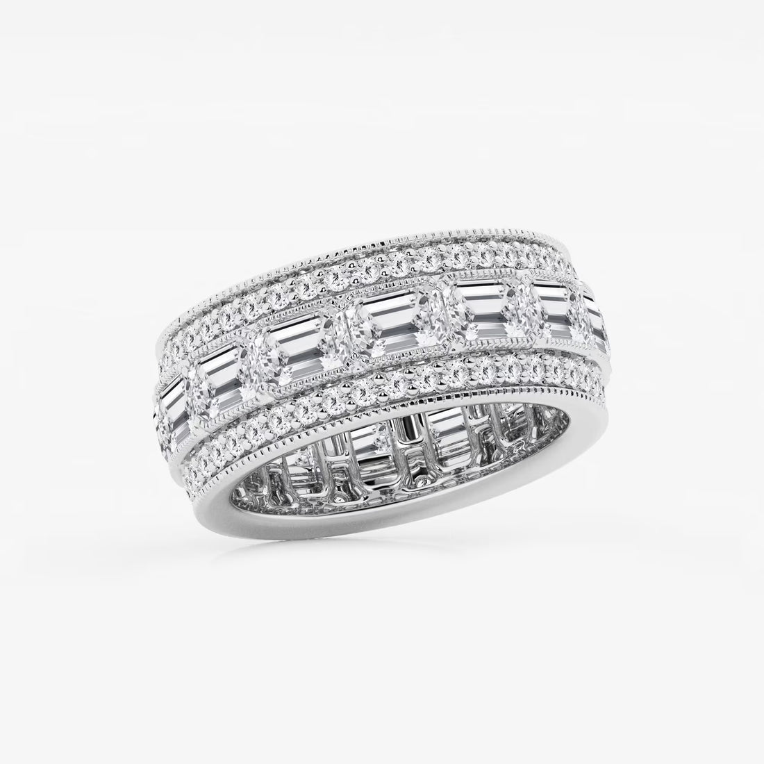 Trielle Luxe Emerald & Round Lab-Grown Diamond Triple Row Eternity Band