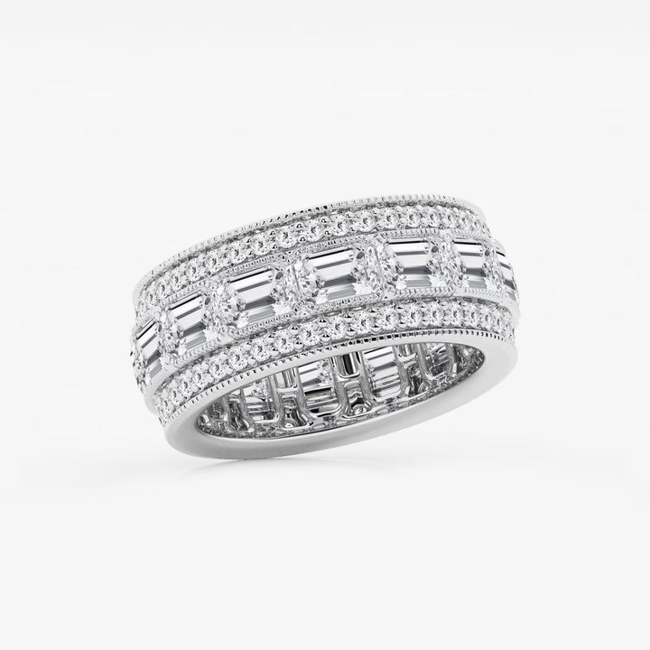 Trielle Luxe Emerald & Round Lab-Grown Diamond Triple Row Eternity Band