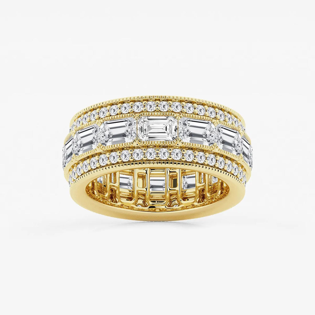 Trielle Luxe Emerald & Round Lab-Grown Diamond Triple Row Eternity Band