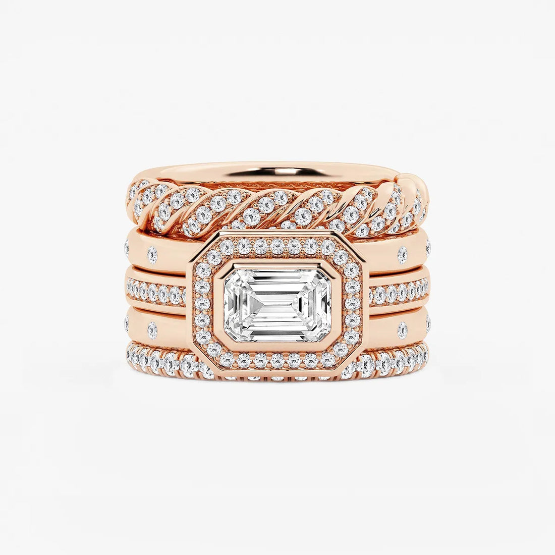 Vereluxe Emerald Lab-Grown Diamond East-West Five-Stone Band