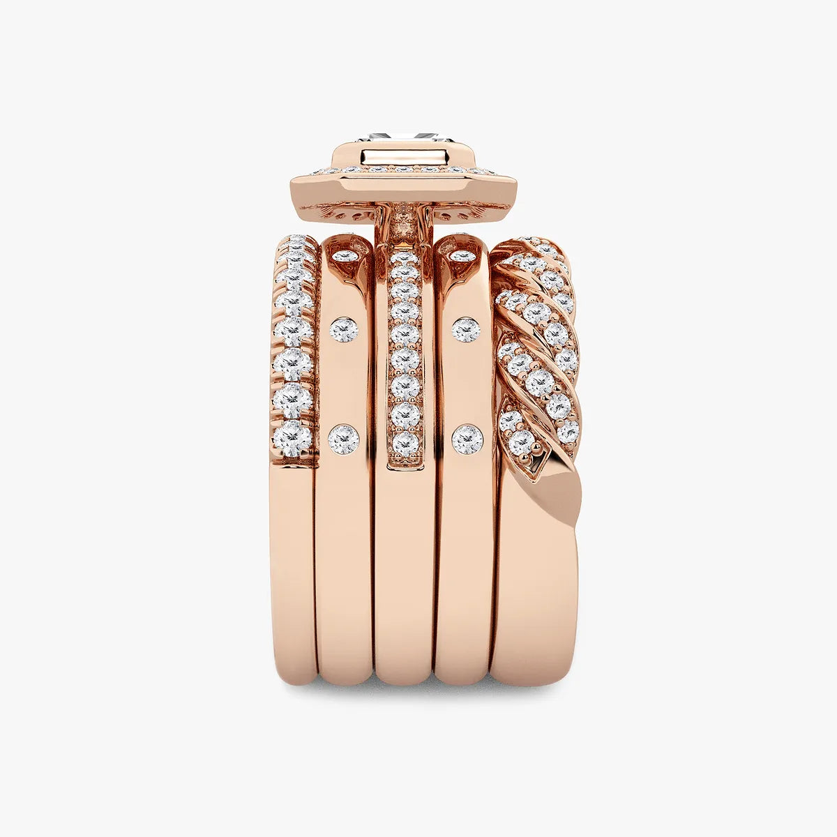 Vereluxe Emerald Lab-Grown Diamond East-West Five-Stone Band