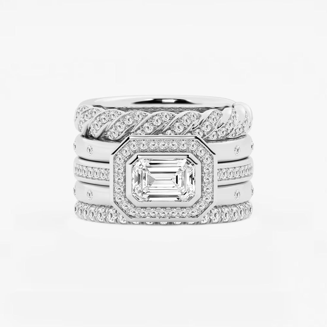 Vereluxe Emerald Lab-Grown Diamond East-West Five-Stone Band