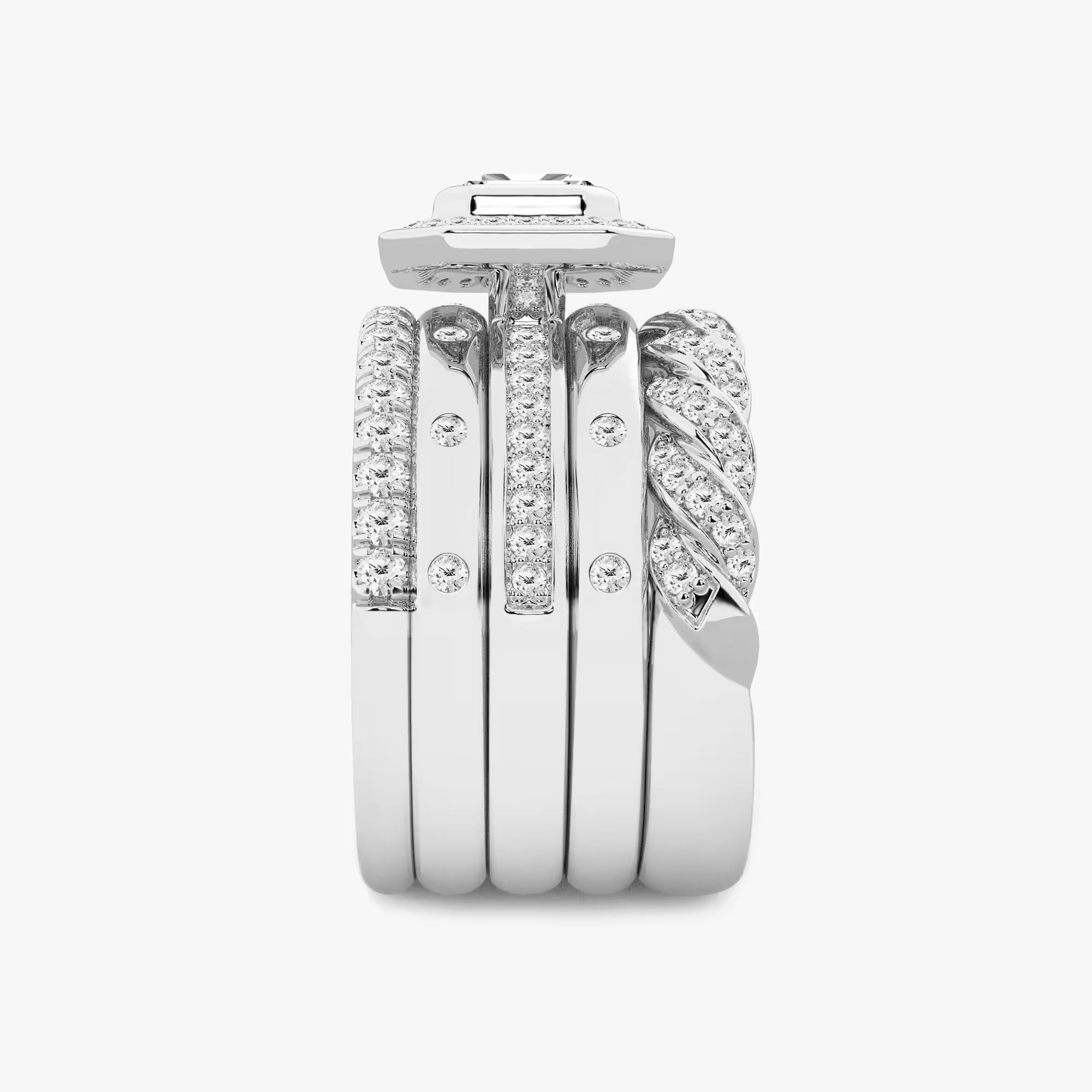 Vereluxe Emerald Lab-Grown Diamond East-West Five-Stone Band