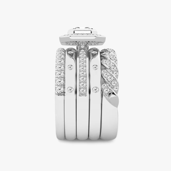 Vereluxe Emerald Lab-Grown Diamond East-West Five-Stone Band