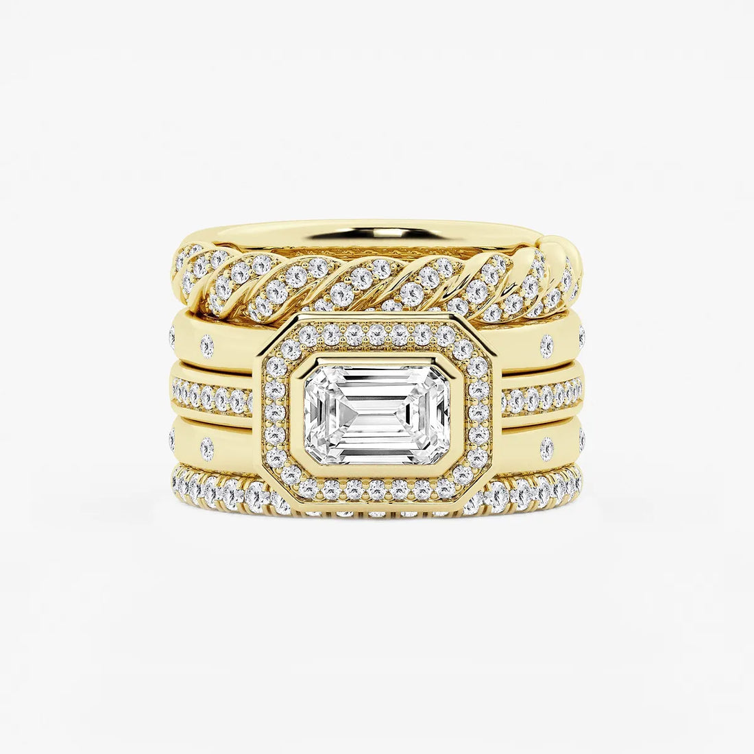 Vereluxe Emerald Lab-Grown Diamond East-West Five-Stone Band