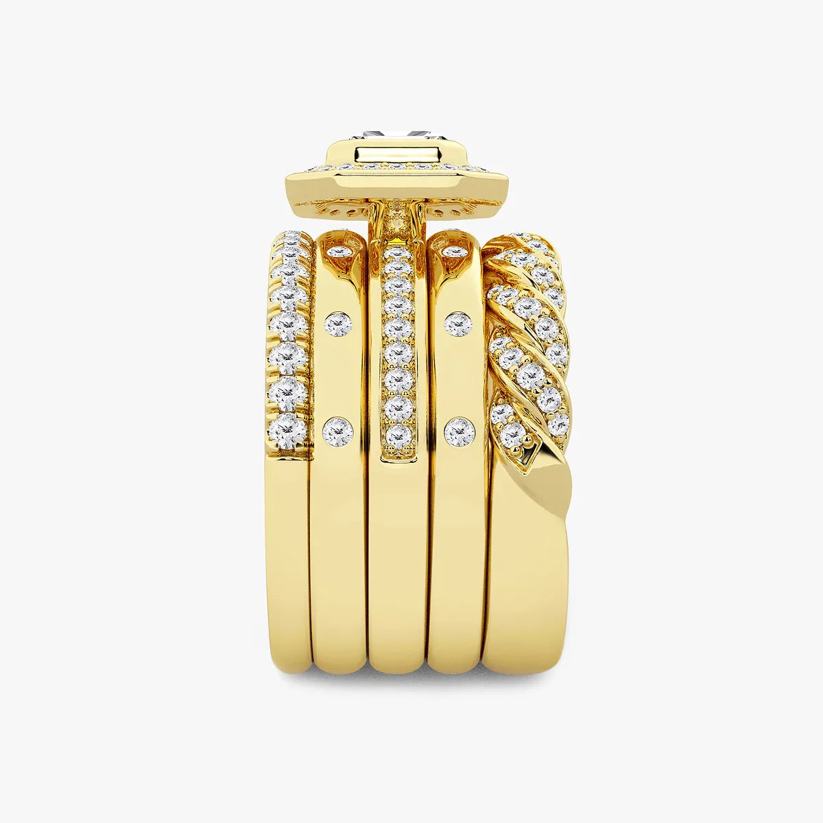 Vereluxe Emerald Lab-Grown Diamond East-West Five-Stone Band