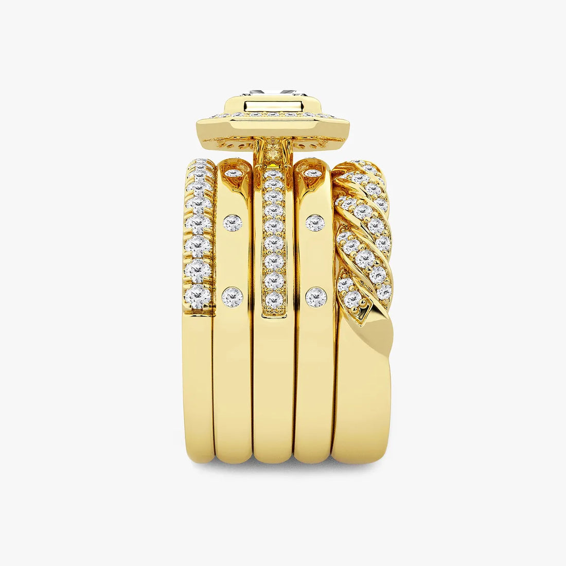 Vereluxe Emerald Lab-Grown Diamond East-West Five-Stone Band