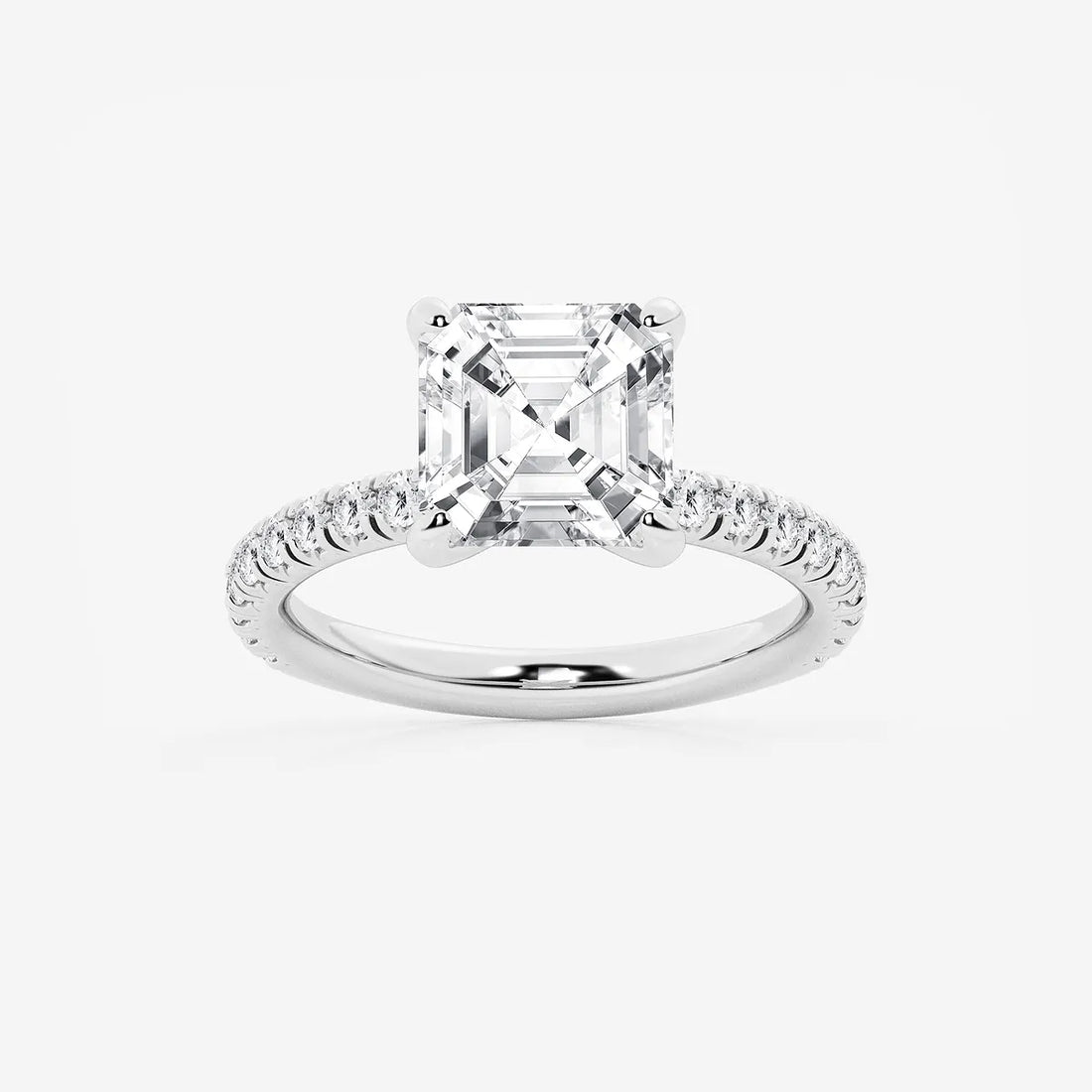 Asscher Lab Grown Diamond Side Stone Engagement Ring