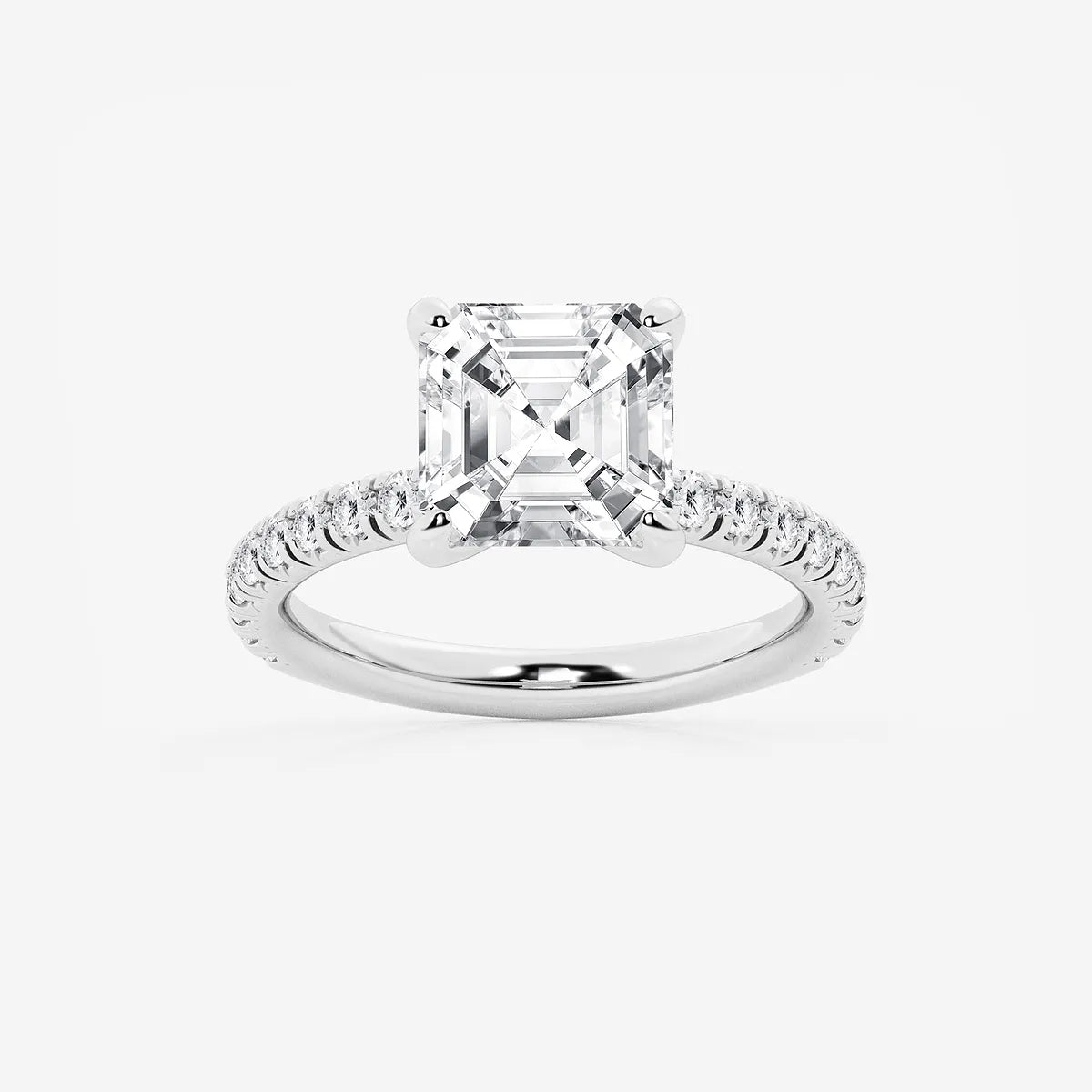 Asscher Lab Grown Diamond Side Stone Engagement Ring