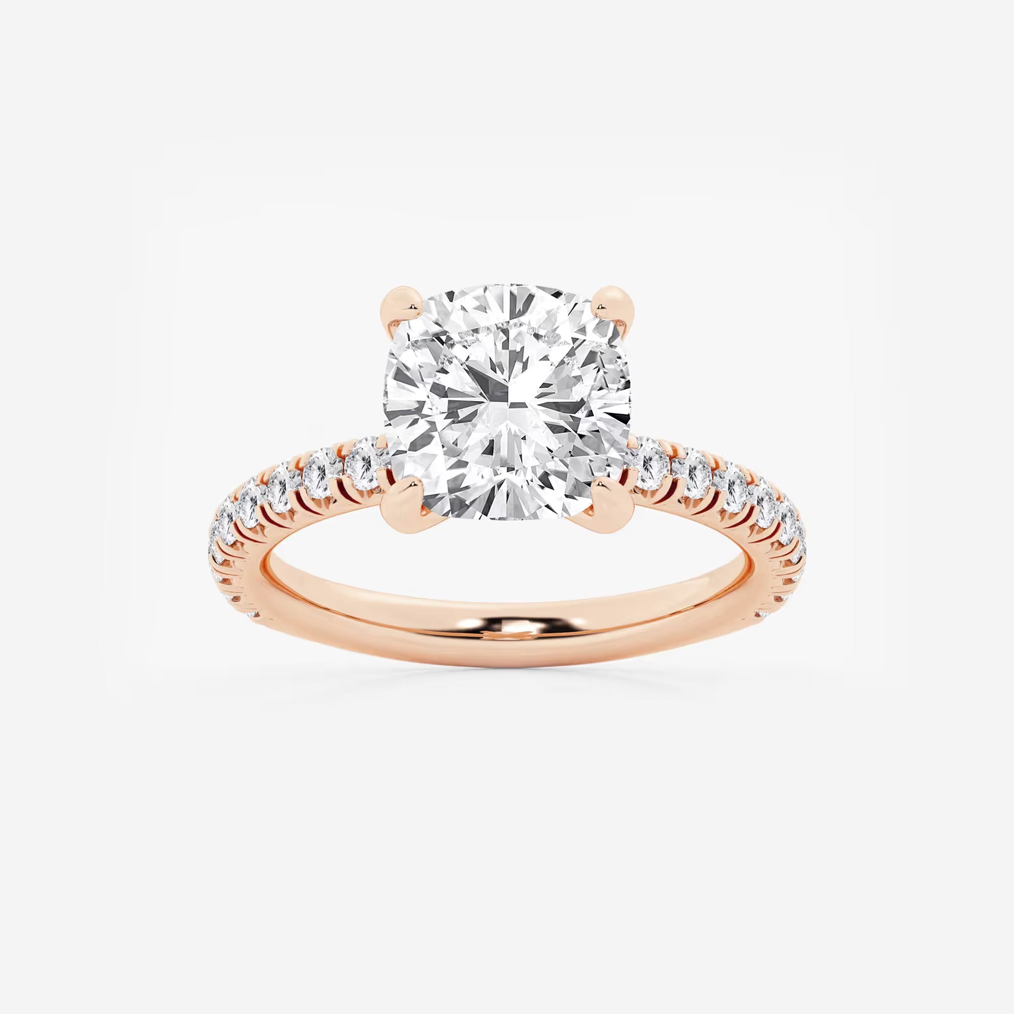 Lunara Cushion Lab-Grown Diamond Side Stone Engagement Ring