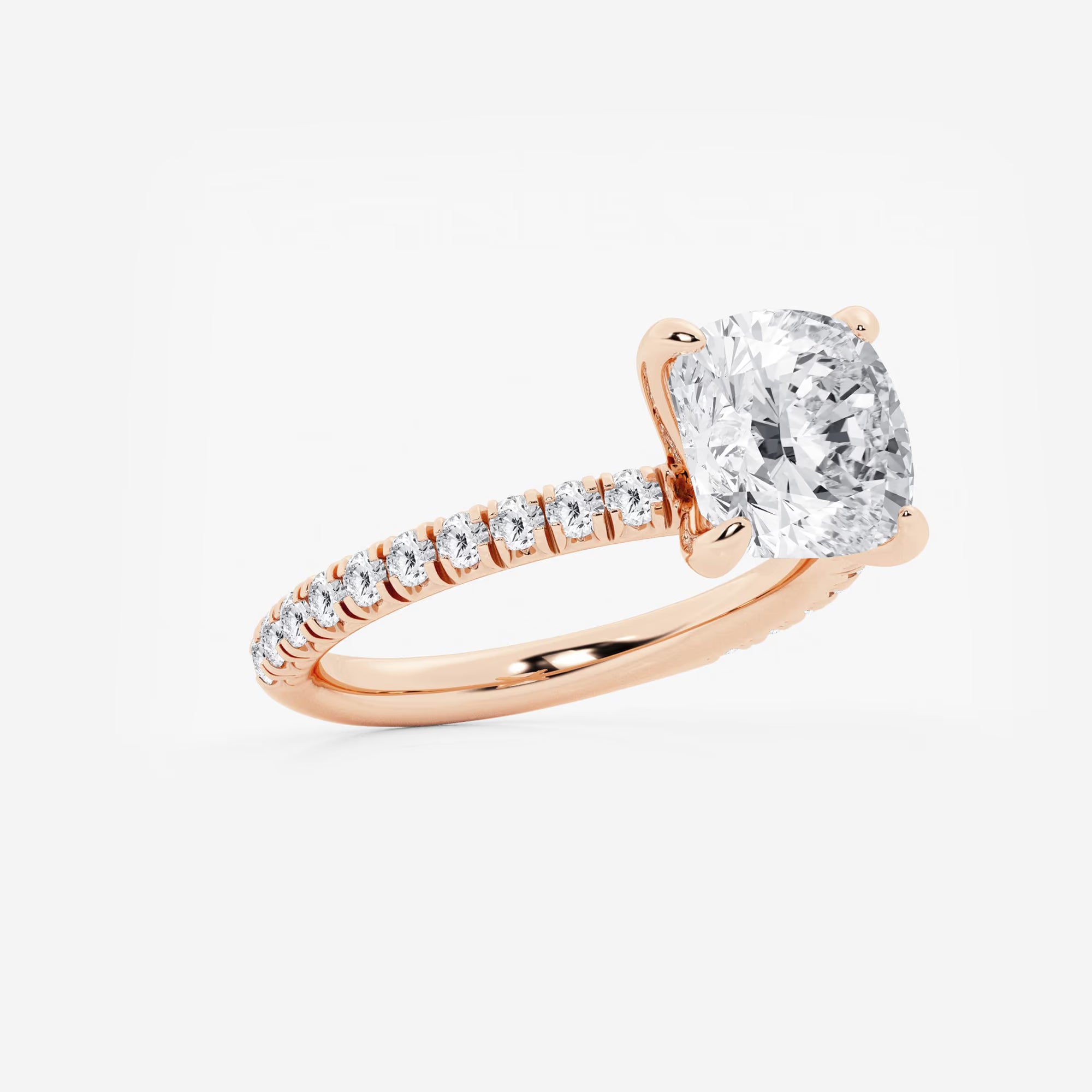 Lunara Cushion Lab-Grown Diamond Side Stone Engagement Ring