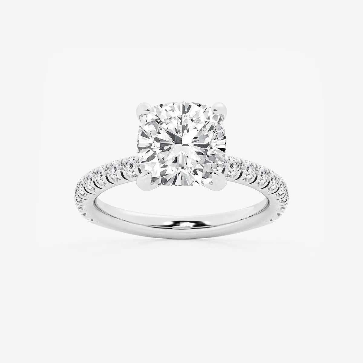 Lunara Cushion Lab-Grown Diamond Side Stone Engagement Ring