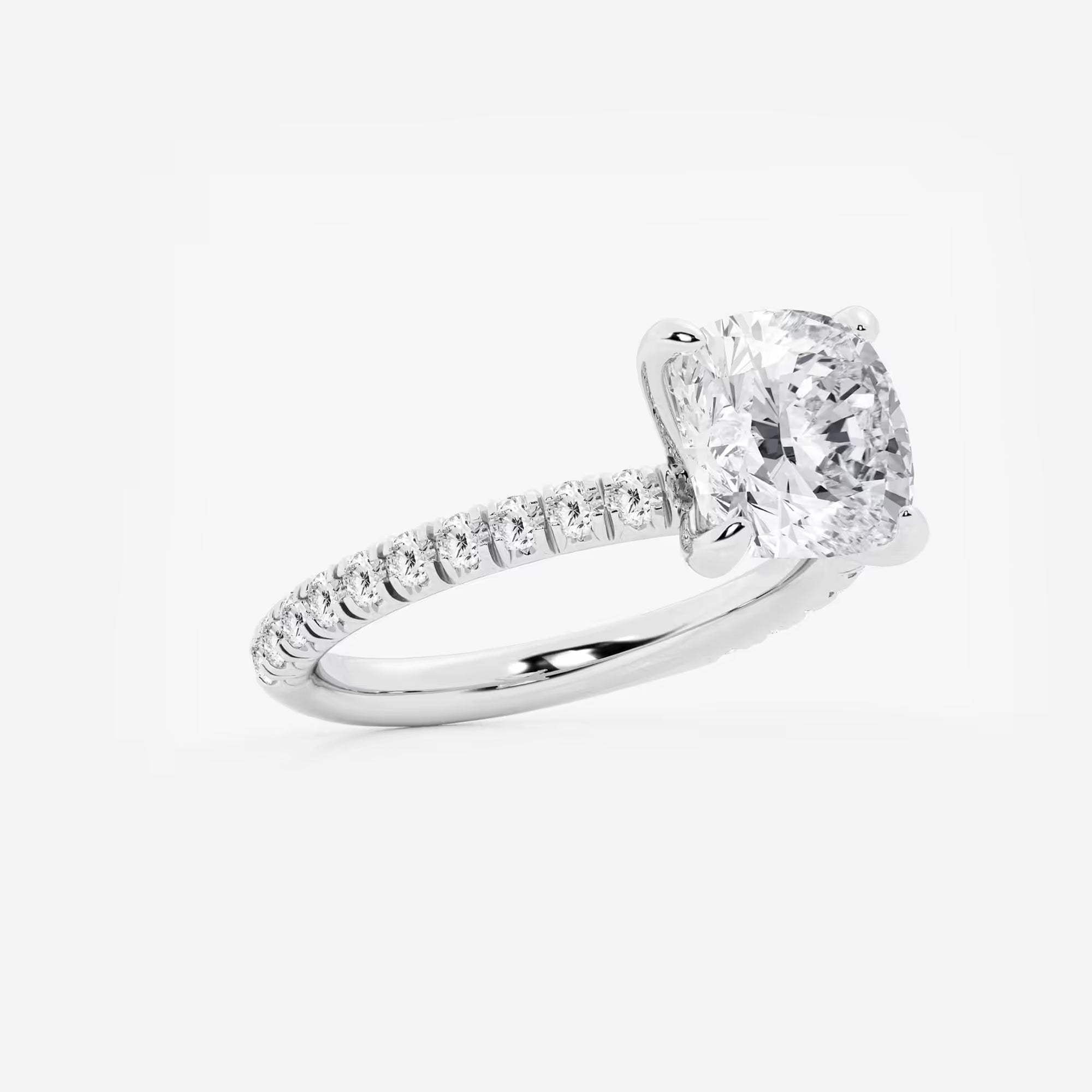Lunara Cushion Lab-Grown Diamond Side Stone Engagement Ring